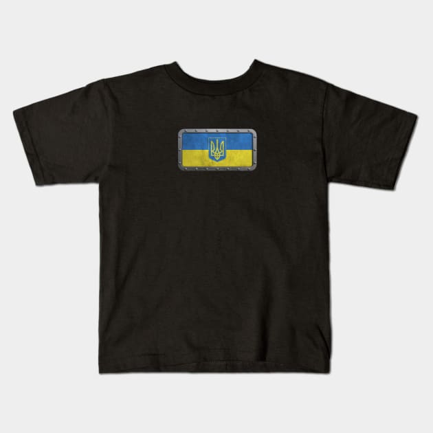 Rough Steel Ukrainian Flag Kids T-Shirt by jeffbartels